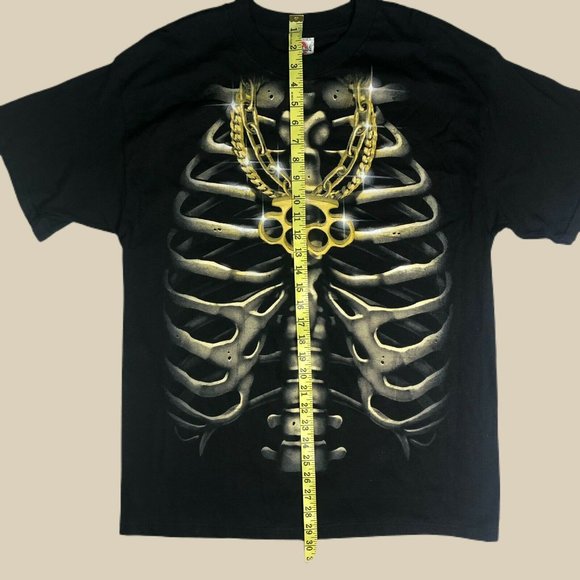 90s Vintage T Shirt Mens L Black Brass Knuckles - Picture 6 of 6